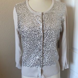 WHBM Cream Sequenced Sweater Size M